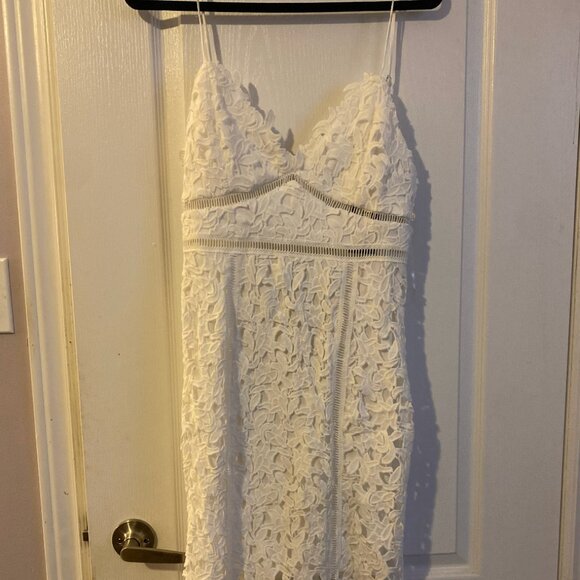 White Crochet Lace Midi Dress - Picture 1 of 1